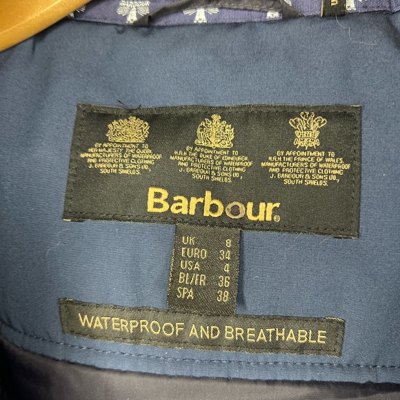 Barbour Cavaviot WB parka jacket with a fur hood in a navy color. - Picture 7 of 8